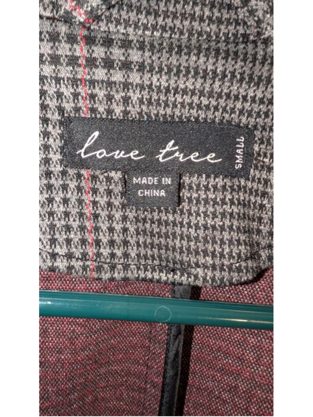 Love Tree Gray Red Plaid Blazer Women's Small - Picture 2 of 6